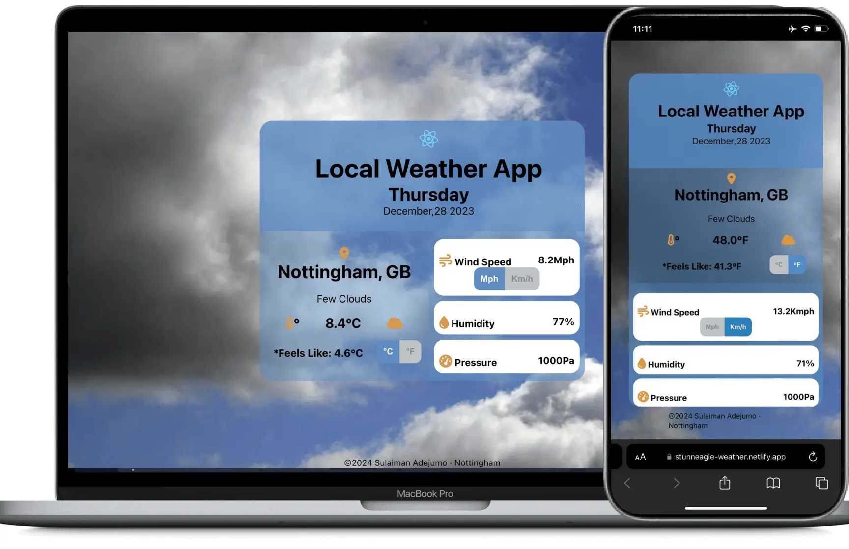 Weather App Preview - Sulaiman Adejumo Portfolio